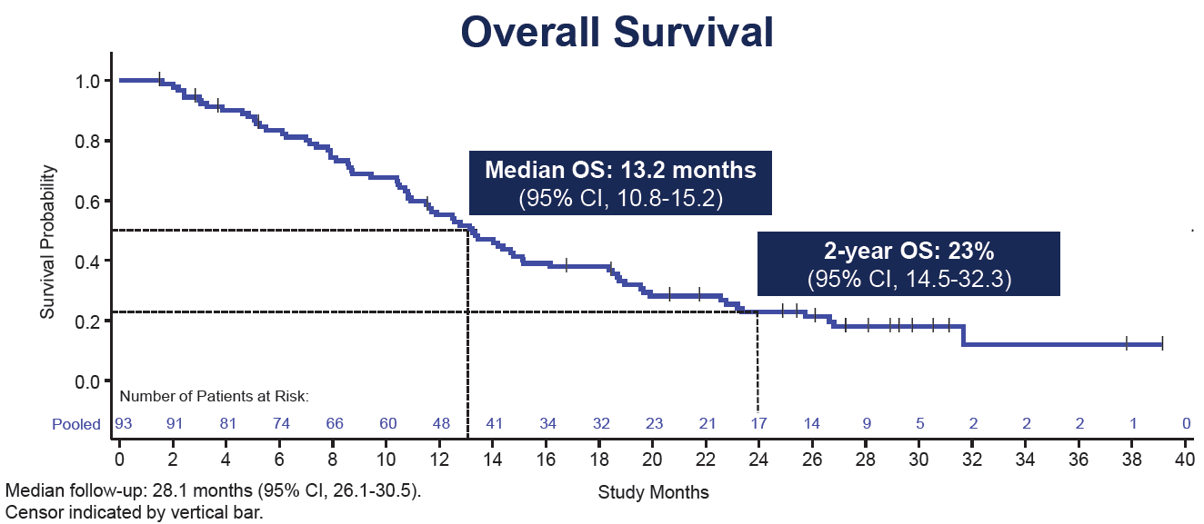 Abbildung 1: Gesamtüberleben für Patient:innen mit Sotorasib + Panitumumab in Monaten.